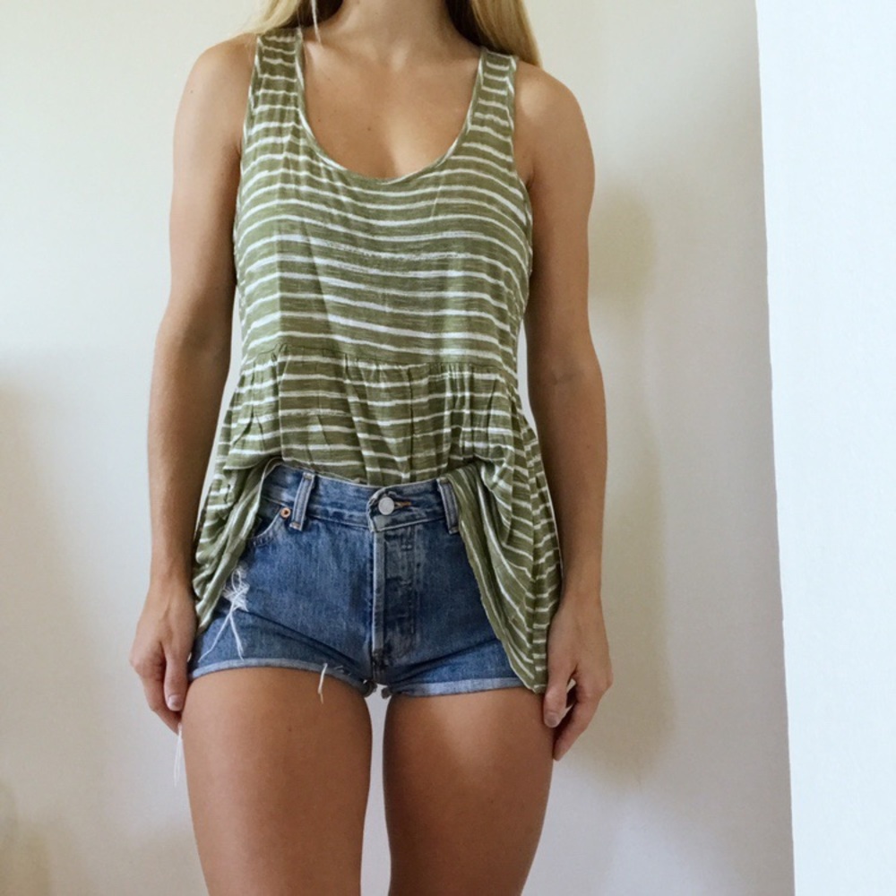 Target Green & White Striped Tank Top - Large 💚